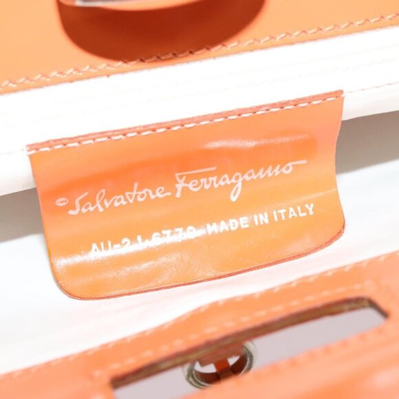 Salvatore Ferragamo Shoulder Bag Nylon Leather Orange Auth 101087 - Picture 6 of 15
